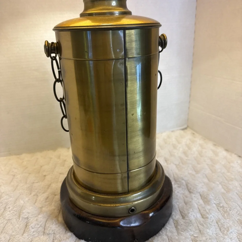 VTG MCM Nautical Brass Tone 2 Light  Maritime Flicker Lantern Table Lamp Coastal